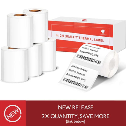 [3x140 pcs] Phomemo Labels Round Series, 1.57''(50mm diam) M110/ M220/ M221/ M120/ M200 Labels, White, 140 Labels/Roll, 3 Rolls, Multi-Purpose Adhesive Thermal Phomemo Original Labels