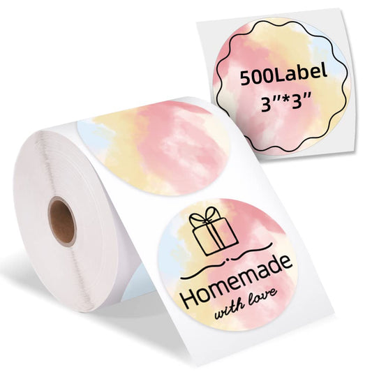 Phomemo 3'' Yuvarlak Termal Etiketler, Kendinden Yap??kanl? Daire ??kartma Yaz?c? Etiketi, Dairesel Do?rudan Termal Yaz?c? Etiketi, Te?ekk¨¹r Kart?, Logo Tasar?m?, Adres, QR Kodu, 500 Adet