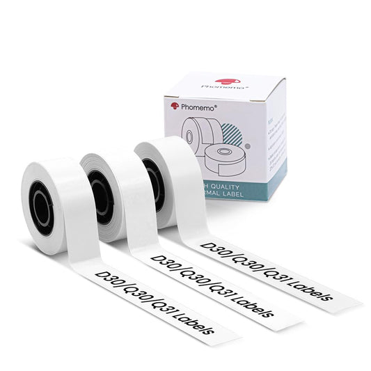 Etiquetas continuas para Phomemo Q31/Q30S/Q30, etiquetas adhesivas blancas de 15 mm x 6 m, sin BPA, etiquetas sin fin compatibles con Colorwing Q30 Bluetooth Labelmaker, 3 rollos