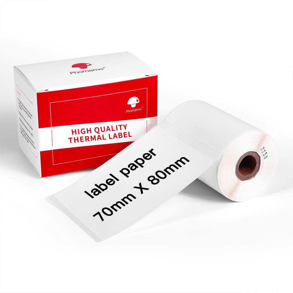 Phomemo Thermal Label, Adhesive Label, 70mm x 80mm, Compatible with Phomme M200 Label Printer, Suitable for Office, Address Label. 100 Labels Per Roll