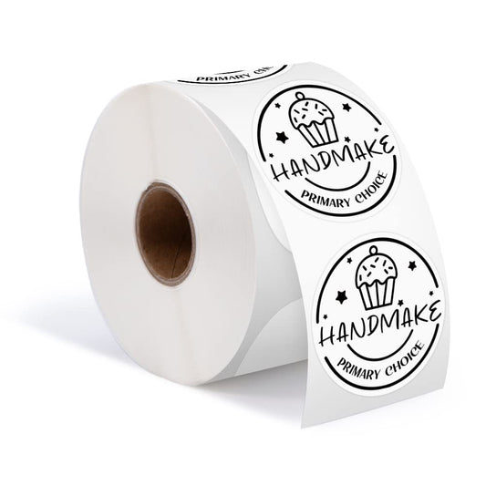 Etichette bianche rotonde da 2'' Phomemo 750 etichette/rotolo, compatibili con MUNBYN, Phomemo, Polono, etichette per spedizioni senza BPA Etichette termiche autoadesive per logo, codice, fai da te