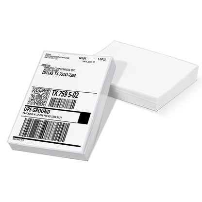 Phomemo 10x15 cm (4x6'') thermische printerlabel, thermisch direct verzendlabel, verpakkingslabel, compatibel met Rollo Dymo Phomemo en andere 4x6'' labelprinters, 100 4x6'' fanfold label
