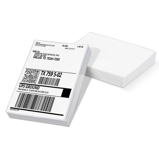 Phomemo 10x15 cm (4x6'') thermische printerlabel, thermisch direct verzendlabel, verpakkingslabel, compatibel met Rollo Dymo Phomemo en andere 4x6'' labelprinters, 100 4x6'' fanfold label