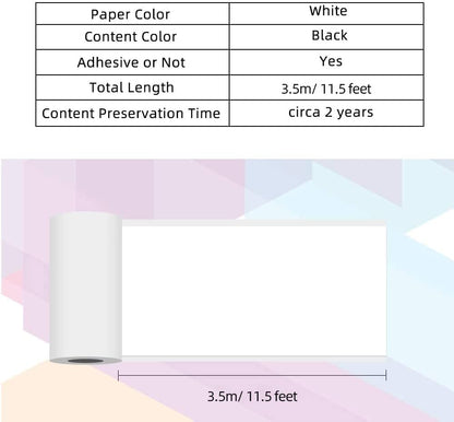 Phomemo White Adhesive Paper for 2 Years Sticker Printer Paper Rolls for Phomemo M02 M02S M02 Pro, 3-in-1 Set