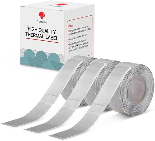 Phomemo - 3 rotoli di etichette termiche autoadesive, compatibili con stampante per etichette Phomemo D30, 14 x 40 mm, trasparenti
