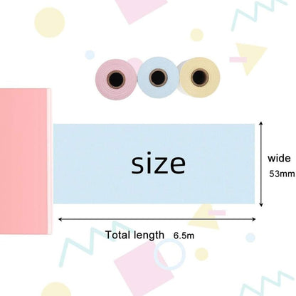 Phomemo Printer Paper - M02/M02Pro/M02S/M03/M03AS/M04S/M04AS Mini Sticker Printer Paper, Yellow/Pink/Blue Mini Bluetooth Pinter Paper - 53mm x 6.5m, Non-Sticky Sticker Paper, 3 Rolls