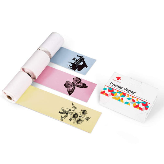 Phomemo Papel T¨¦rmico No Adhesivo Multicolor para Impresora de Bolsillo Phomemo M02, M02PRO, M02S, M03, M03AS, M04S, M04AS, Amarillo/Azul/Rosa, 53 mm x 6,5 m, 3 Rollos
