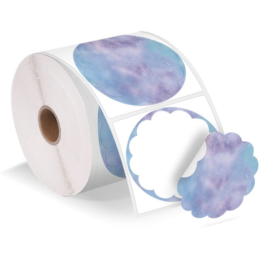 Phomemo 2'' Wavy Thermal Labels, Self-Adhesive Flower Stickers Stickers Stickers for Thank You Cards, Logo, Name, Price, Address, QR Code, 500 Labels, Blue-Violet History