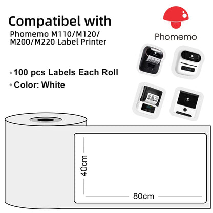 Phomemo ¨¦tiquettes d'adresse m110 m120-40 x 80 mm - Blanc - ¨¦tiquettes autocollantes thermiques directes pour imprimante Phomemo M110 M120 M220