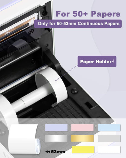 Phomemo Pocket Printer- M02 Thermal Bluetooth Mini Sticker Printer with 3 Rolls Paper, for DIY Creation, Study Notes, Memo, Receipts, List, Work Plan, Gift, Purple