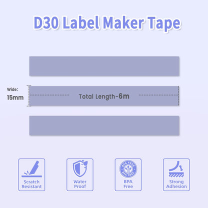 Phomemo D30 Continuous Label Tape - Purple Label Tapes, Thermal Labels for Kitchen, Files, Address, Gift and etc, 3 Rolls