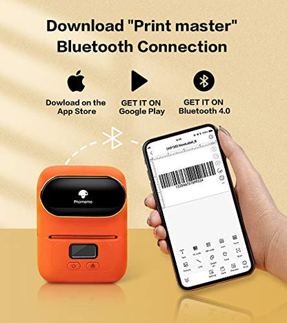 Phomemo Barcode Label Printer- M110 Label Maker Portable Bluetooth Label Maker Machine for Small Business, Barcode, Address, Logo, Clothing, Jerwery, support Arabic and English,For iOS & Android
