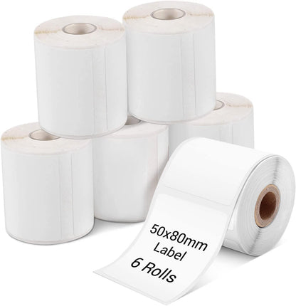 Phomemo 1.97''x3.15''(50x80mm) Label, 6 Rolls M110/M120/M200/M220 Thermal Labels - Multi-Purpose Square Self-Adhesive Phomemo m110 Labels, 100 Labels/Roll, Black on White