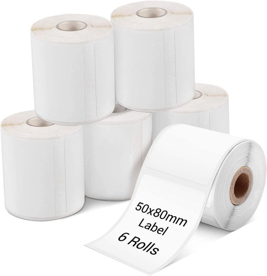 Phomemo 1.97''x3.15''(50x80mm) Label, 6 Rolls M110/M120/M200/M220 Thermal Labels - Multi-Purpose Square Self-Adhesive Phomemo m110 Labels, 100 Labels/Roll, Black on White