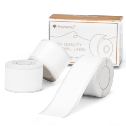 Phomemo White Adhesive Continuous Thermal Label Compatible with Phomemo D50 Label Maker, 20mm*6m, 3 Rolls, Waterproof, Oilproof,Abrasion Resistance