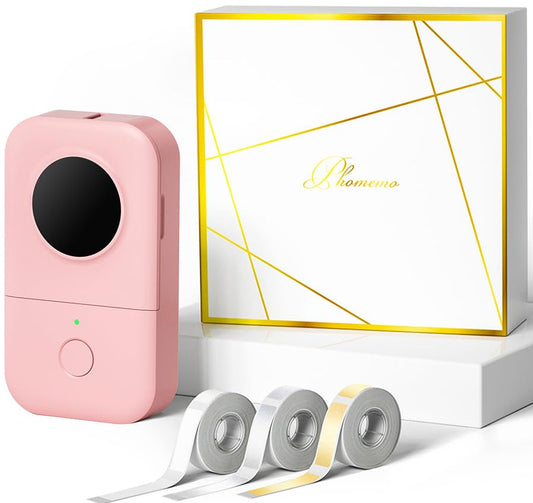 Phomemo D30 Impresora de Etiquetas Bluetooth térmica Mini Máquina de Etiquetas,Caja Regalo con 3 Rollos de Etiquetas térmicas Autoadhesivas,Fácil de Usar en casa,Escuela,Oficina,Tienda,Rosado