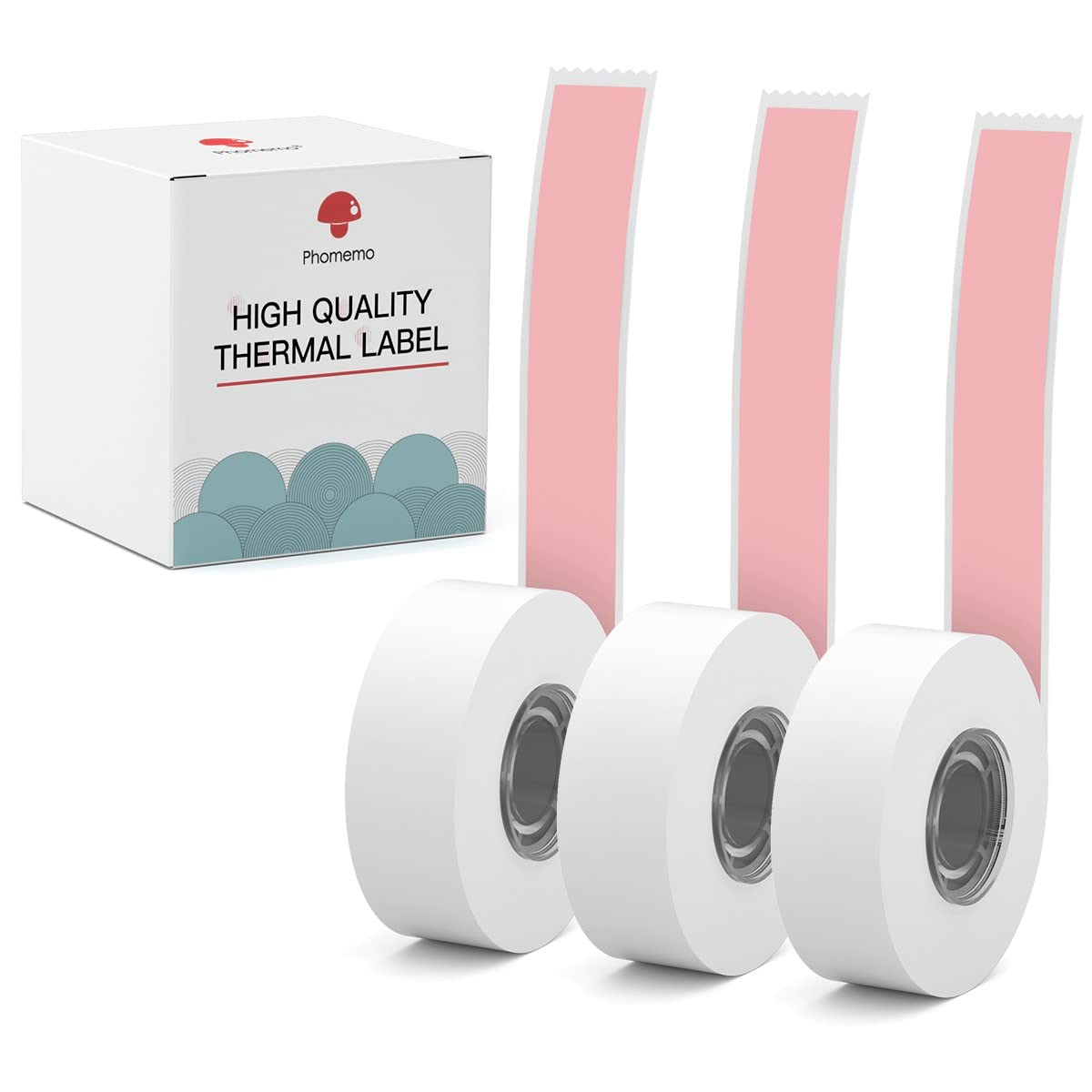 Phomemo 3 Roll D30 Adhesive Continuous Thermal Label Paper 1/2 in X 20 Ft (15mm X 6m) Black on Pink, for Phomemo D30/D35 Label Maker