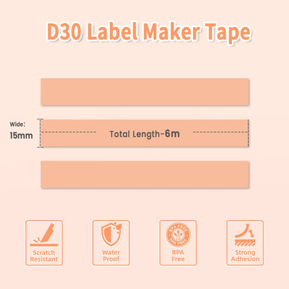 Phomemo D30 Continuous Label Tape, Label Tape, Thermal Labels for Kitchen, Files, Addresses, Gifts, 3 Rolls, Orange