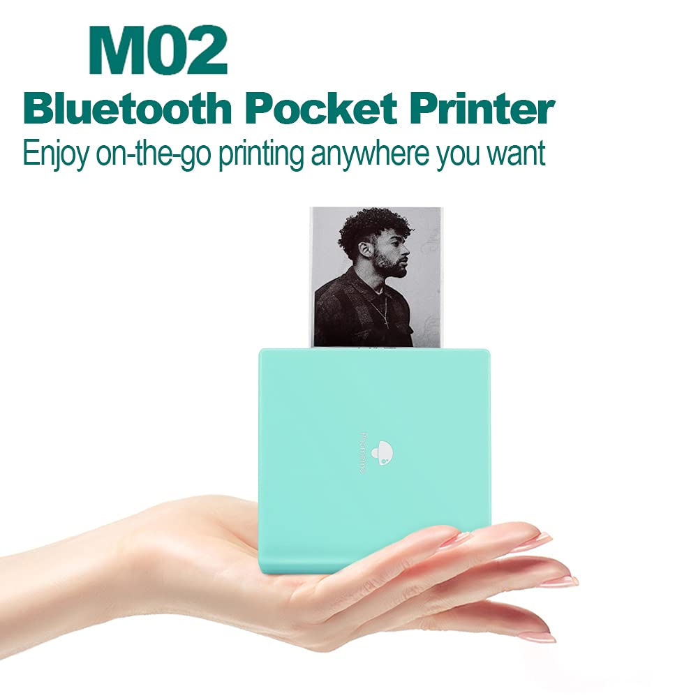 M02 Cep Yaz?c? 3 Rulo Ka??t Dahil Mini Bluetooth Yaz?c? Ta??nabilir Foto?raf Yaz?c?s? ?arj Edilebilir Pil ve USB Kablosu ile Phomemo Android ve iOS ile uyumlu G¨¹nl¨¹k ?al??mas? Boyama, Ye?il