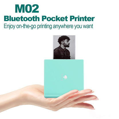 M02 Cep Yaz?c? 3 Rulo Ka??t Dahil Mini Bluetooth Yaz?c? Ta??nabilir Foto?raf Yaz?c?s? ?arj Edilebilir Pil ve USB Kablosu ile Phomemo Android ve iOS ile uyumlu G¨¹nl¨¹k ?al??mas? Boyama, Ye?il