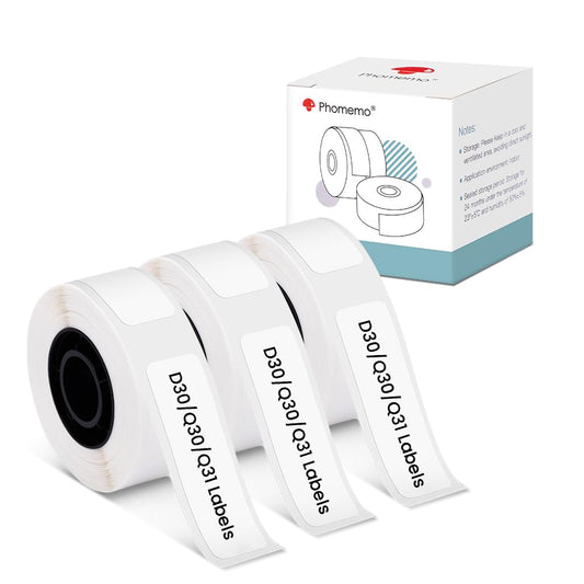 Phomemo Q31/Q30 Etiketten Wei? 12x40mm f¨¹r Phomemo Q31/Q30S, Kompatibel mit Pokelabel Q30 & Colorwing Q30, Thermo-Etikettenrolle f¨¹r Q31/Q30/Q30S/Q32 Bluetooth Portable Label Printer