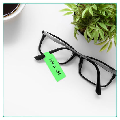 Phomemo tags M110 M120 M200 M220 M221 tags, Build Jewelry Tags, Water Cutter Cable Tags, Award Tags, Terminal Tags, 25mm*38mm + 40mm, 100 Tags/Roll, Green