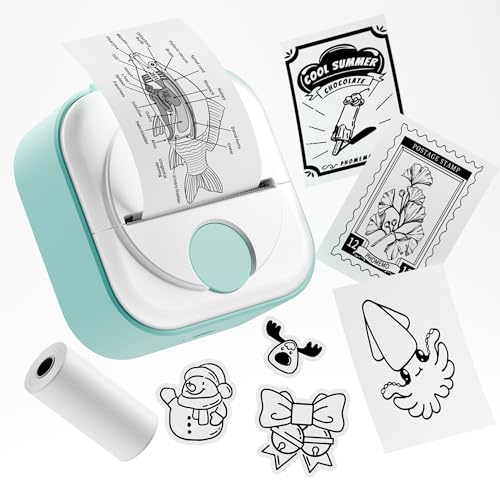 Phomemo Q02 Mini Imprimante Portable, Mini Imprimante Thermique pour Etudes, Notes, Photos, Journaux, Mini Imprimante Autocollant Compatible avec iOS et Android, Vert