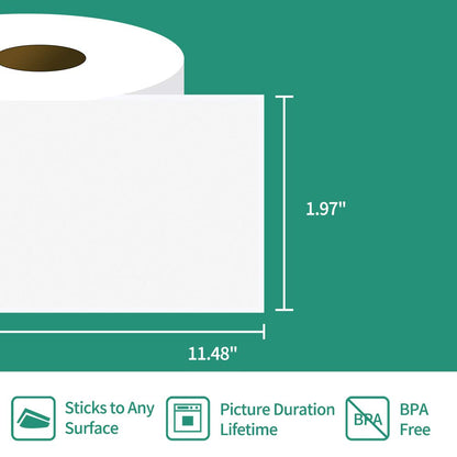 Phomemo Printer Thermal Sticker Paper Self-Adhesive Black Print on Clear for M02/M02 Pro/M02S Portable Printable Stick Paper 1.97 Inch x 11.48 Feet (50mm x 3.5m) for Picture Planner List Note, 3-Roll
