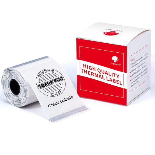 Phomemo multifunctional square adhesive label label label printer M110 M120 M200 M220 40 x 60 mm (1.57 x 2.36 inch), 130 labels/roll, clear