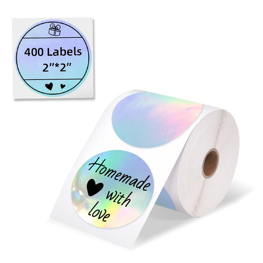 Etiqueta térmica de color láser Phomemo 5,1 cm, etiqueta de papel autoadhesivo, etiqueta térmica directa redonda de la tarjeta de agradecimiento, logotipo,precio, dirección, etiqueta 400, multicolor