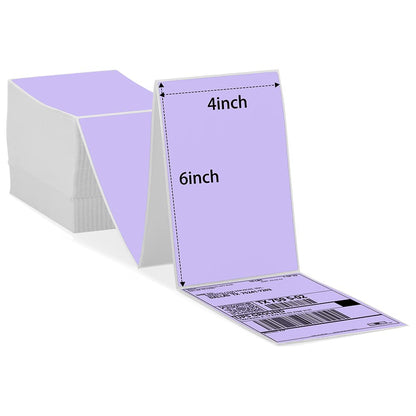 Phomemo 10x15 cm (4x6'') thermische printerlabel, thermisch direct verzendlabel, verpakkingslabel, compatibel met Rollo Dymo Phomemo en andere 4x6'' labelprinters, 500 4x6'' fanfold label, paars