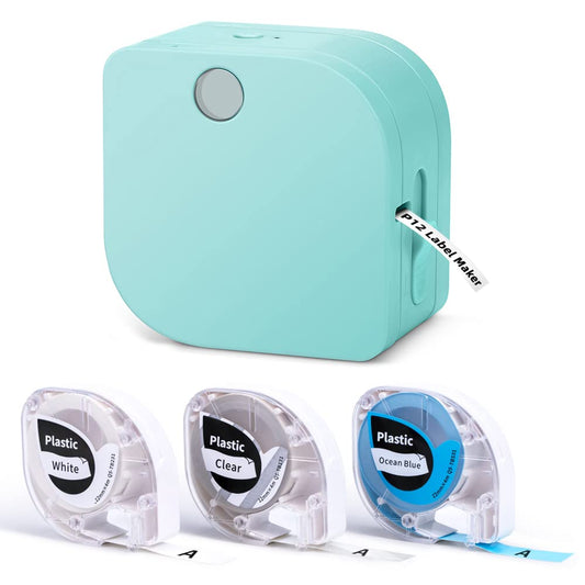 Phomemo P12 Mini Impresora de Etiquetas T¨¦rmicas Bluetooth con 3 Rollos de Etiquetas, Impresora Etiquetas Autoadhesivas para el Hogar, La Oficina, Etiquetadora para iOS y Android-Verde