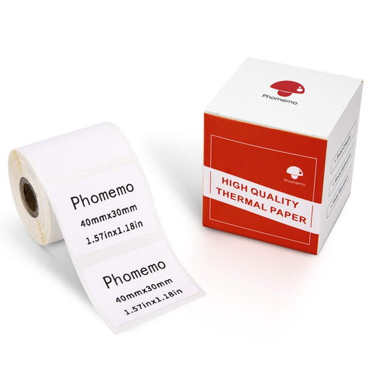 Phomemo -labels for Phomemo label machine M110 M120 M200 M220 self-adhesive labels thermal paper for printing barcode name, address and more, 40x30 mm, 230 labels/roll