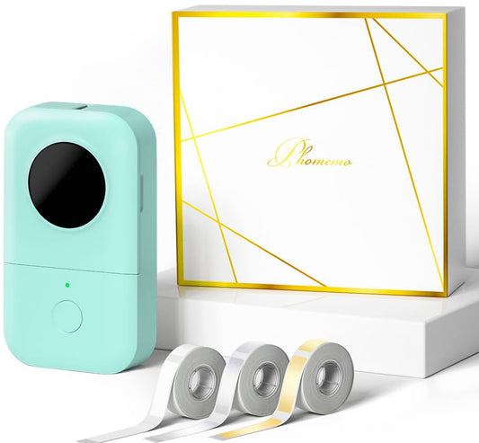 Phomemo D30 Impresora de Etiquetas Bluetooth Impresora t¨¦rmica de Etiquetas port¨¢til,Caja Regalo con 3 Rollos de Etiquetas t¨¦rmicas Autoadhesivas,F¨¢cil de Usar en casa,Escuela,Oficina,Tienda.Verde