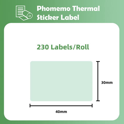 Etichette adesive per etichettatrice Phomemo M110, M120, M200, M220, M221 per stampare prezzo, nome, indirizzo, logo, codice a barre, 40 x 30 mm, colore: verde (1 rotolo)