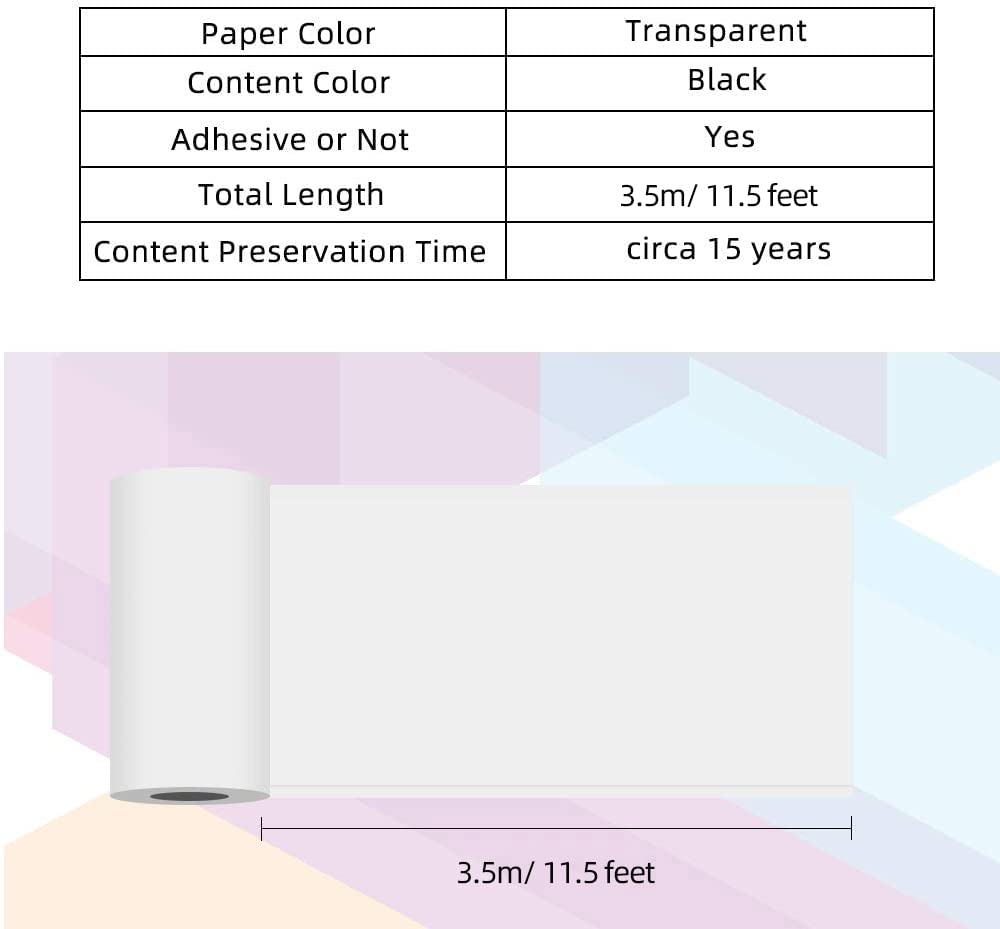 Phomemo Transparent Printer Paper (Width:53mm) Adhesive Sticker Printer Rolls for Phomemo M02 M02S M02-Pro M03 Sticker Manufacturer, 3-in-1 Set