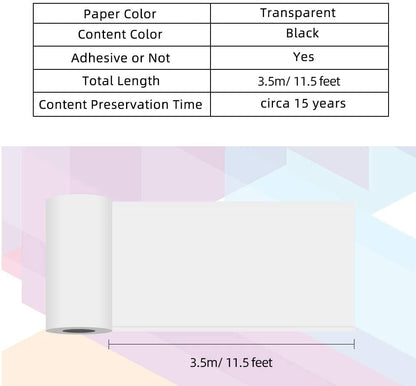 Phomemo Transparent Printer Paper (Width:53mm) Adhesive Sticker Printer Rolls for Phomemo M02 M02S M02-Pro M03 Sticker Manufacturer, 3-in-1 Set