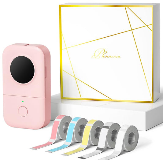 Phomemo D30 Etiket Yazıcı Etiketleme Cihazı Kendinden Yapışkanlı Bluetooth Etiket Yazıcısı Mini Etiketleme Makinesi 5 Rulo Etiket Kağıdı Hediye Kutusu, Ev ve Ofis için Uygun Etiketleme Makinesi - Pembe