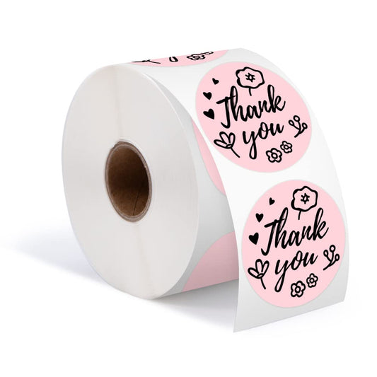 Phomemo 2'' etichette rotonde rosa 750 etichette/rotolo, compatibile con MUNBYN, Phomemo, Polono, etichette di spedizione senza BPA Etichette termiche autoadesive per logo, codice, fai da te