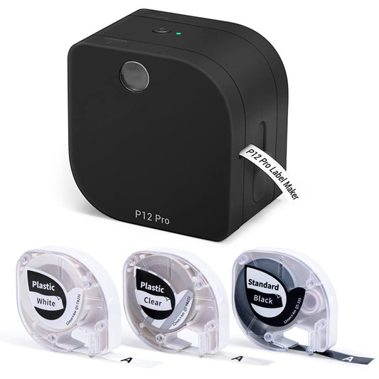 Phomemo Black Label Makers, P12 Pro Label Makers Compatible with iOS and Android System