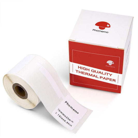 Phomemo Selbstklebendes Thermopapier - Thermoetikettenpapier Benutzt in Phomemo M110 M200 Etikettendrucker,Schmucketikett,Brillenetikett,30 x 25-45 mm (1,18''x 0,98'' -1,77''), 100 Etiketten/Rolle