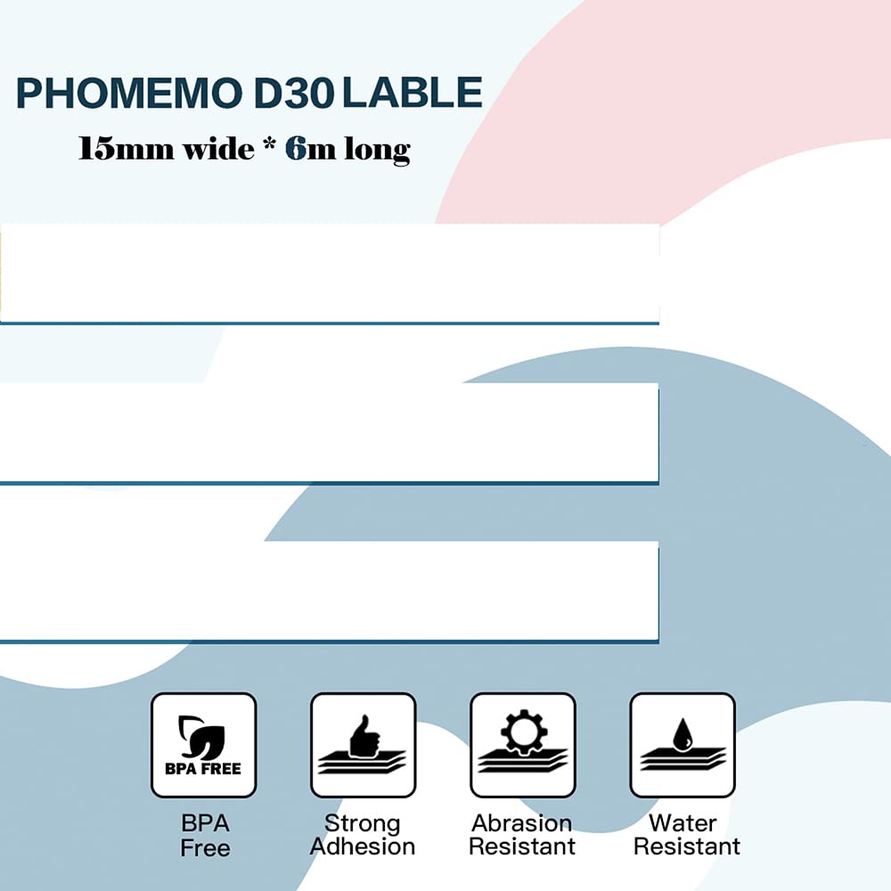 Phomemo 3 rollos de cinta de etiquetas D30 sin fin - Cintas blancas para escribir etiquetas t¨¦rmicas para cocina, archivos, direcci¨®n, regalo, etc