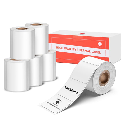 6'lı Paket Phomemo m110/m120 Yazıcı Etiketleri, 50x30 mm Kendinden Yapışkanlı Doğrudan Termal Etiketler Yazıcı Etiket Kağıdı Phomemo M110/M120/M220/M200 Etiket Makinesi için