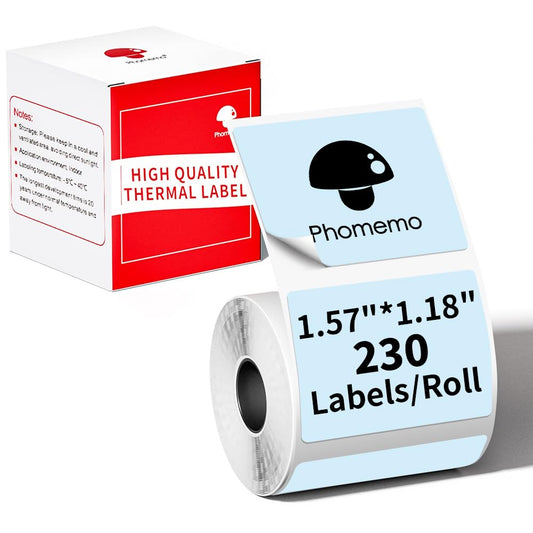 Etichette adesive per etichettatrice Phomemo M110, M120, M200, M220, M221 per stampare prezzo, nome, indirizzo, logo, codice a barre, 40 x 30 mm, colore: blu (1 rotolo)