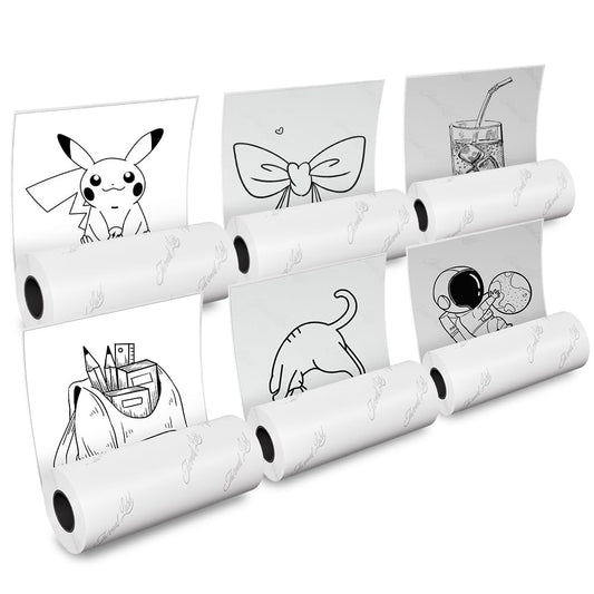 Phomemo Printerpapier, set van 6 stuks, zelfklevend, transparant, wit, semi-transparant, thermisch printerpapier voor Phomemo M02PRO, T02, M02, M02S, M03, M03AS, M04S