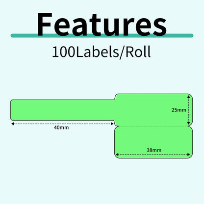 Phomemo ¨¦tiquettes adh¨¦sives et thermiques pour imprimantes M110/M120/M200/M220/M221, pour bijoux, cable ¨¦tanches, prix, 25 mm x 38 mm + 40 mm, 100 ¨¦tiquettes/rouleau, vert