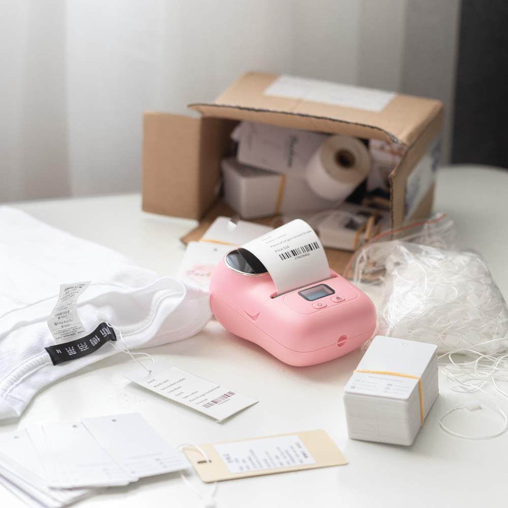 Label Printer - Phomemo-M110 Portable Bluetooth Thermal Mini Label Maker Machine, Sticker Maker, Barcode Printer, Apply to Labeling, Office, Cable, Retail, Compatible with Android & iOS System