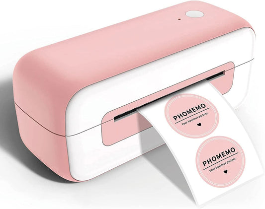 Phomemo PM246S labelprinter, DHL thermische printer voor Mac/PC, verzendlabelprinter, zelfklevende labelprinter, voor Amazon, Etsy, Shopify, Royal Mail, DHL, FedEx-roze