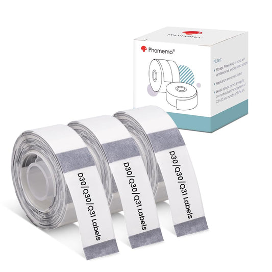 Phomemo Q31/Q30 Etiketten Transparent 14x30mm f¨¹r Phomemo Q31/Q30S, Kompatibel mit Pokelabel Q30 & Colorwing Q30, Thermo-Etikettenrolle f¨¹r Q31/Q30/Q30S/Q32 Bluetooth Portable Label Printer