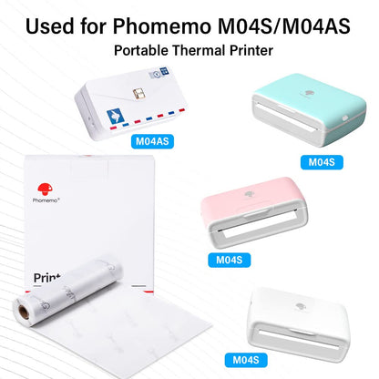 Phomemo 110 mm Transparent Printer Paper Compatible with Phomemo M04S/M04AS Mini Thermo Pocket Printer, 3 Rolls Adhesive Transparent Thermodecal Paper, 110mm x 3.5m, 3 Rolls